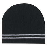 Black Beanie with White Stripes Black Beanie with White Stripes